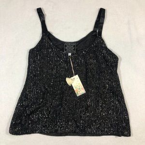 NEW Johnny Was Womens Medium Black Amy Easy Cami Sequins L13121-O NWT $170
